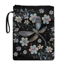 Dragonfly Floral Book Cover with Zip Closure