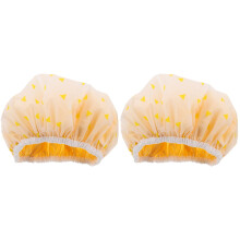 2Pcs Waterproof Shower Caps for Women Long Hair Elastic Durable Yellow