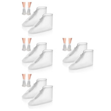 4Pairs Reusable Waterproof Shoe Covers White with Zipper for Rain