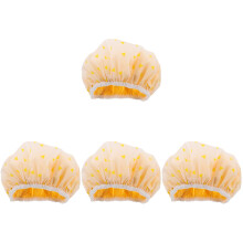 4Pcs Elastic Yellow Shower Caps for Home Use Double Layer Hair Bonnet