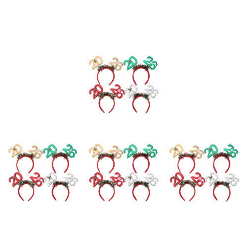 16Pcs Assorted Glitter Headbands for New Year Party Lightweight Design