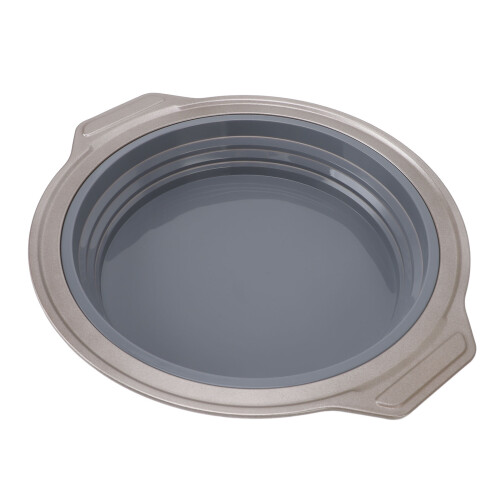 Faltbare runde Silikon-Backform 22 cm grau