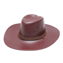 Pălărie de cowboy western pentru adulți, culoare roșu vin – piele ecologică,