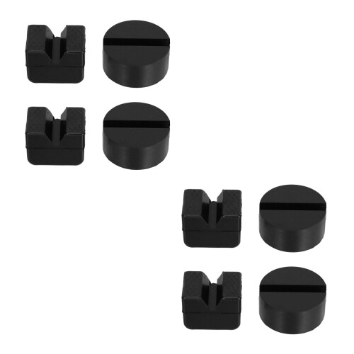 8Pcs Rubber Jack Stand Pads Universal Slotted Protection Black