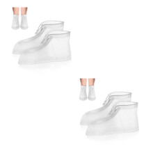 2Pairs Adult PVC Rainboot Covers White Lightweight Nonslip Overshoes