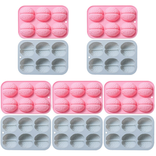 10Pcs Flexible Silicone Brain Mold for Candy Chocolate Baking Supplies