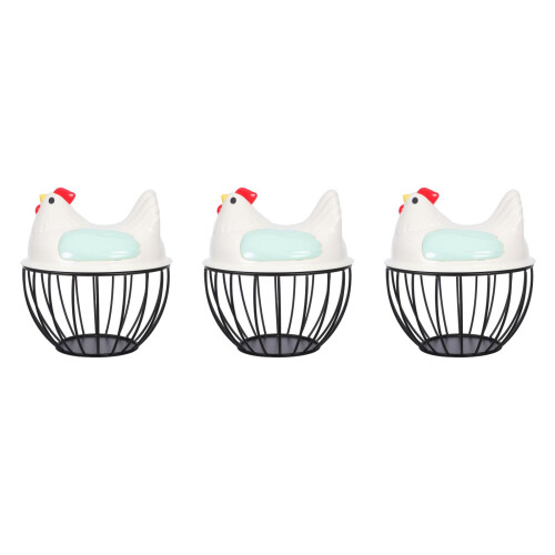 3Pcs Iron Egg Basket with Lid Multi Color Kitchen Storage