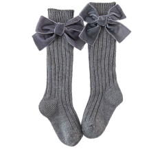 Graceful Girls Calf Length Socks Cotton Knee Length-Gray L