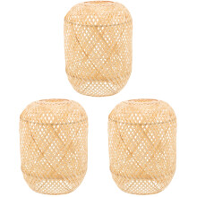 3Pcs Light Yellow Bamboo Lampshades Bedside Table Lamp Covers Rustic