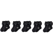 Upgrades Girls Fashion Socks 5 Pairs Airy Mesh Designs-Black M