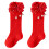 Childrens Calf Socks Elegant Style Lace Edge Multiple-Red M 1