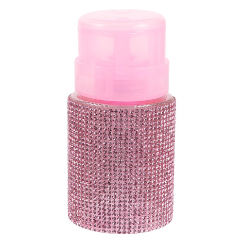 Pink Refillable Push Down Pump Dispenser with Rhinestone Design