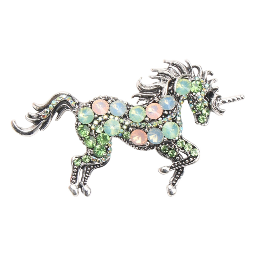 Green Unique Unicorns Shaped Brooch Sturdy Metal Jewelry With