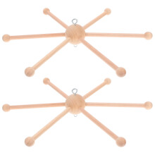 2Pcs Brown Wooden Nursery Mobile Frame for Crib Indoor Baby Room Decor