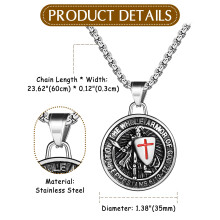 Naszyjnik z amuletem Archanioła Michała ze stali nierdzewnej 60 cm