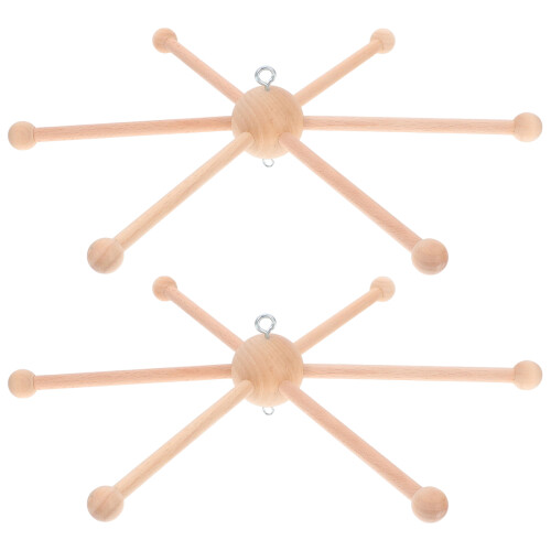 2Pièces Kit Mobile Bébé En Bois Marron Stable Six Bras Pour Lit Bébé