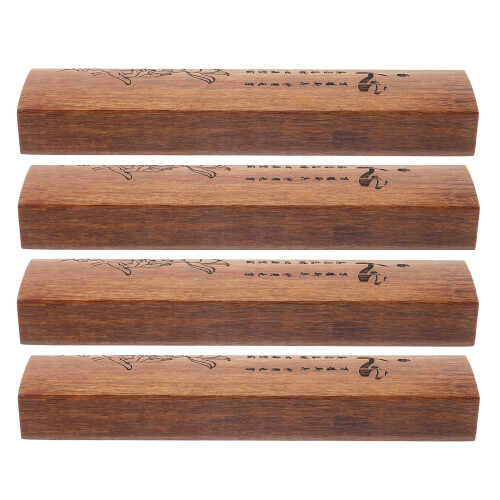 4Pcs Coffee Solid Wood Calligraphy Paperweight for Writing and Drawing