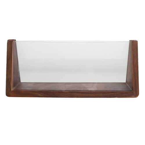 Brown Wood Acrylic Double Sided Office Name Plate Stand