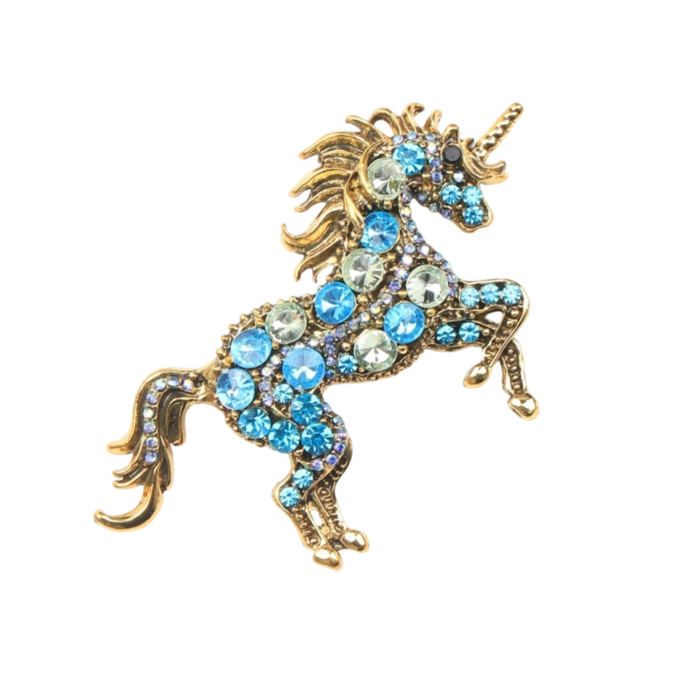 Light/Blue Stylish Unicorns Brooch Secure Fastening Mechanism