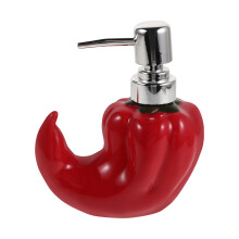 Ceramic Chili Soap Bottle Red with Ergonomic Pump for Hand Wash