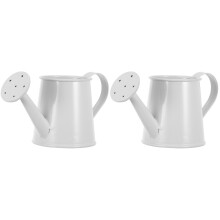 2Pcs Iron Miniature Watering Cans White Decorative Plant Kettles