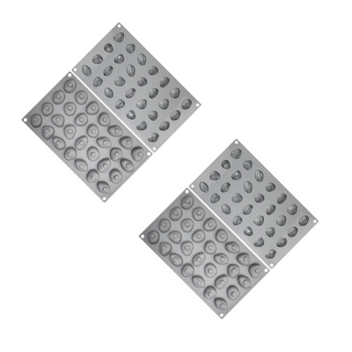 4Pcs Grey Silicone Chocolate Mold Nonstick Pebble Shape for Candy Cake