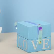 Coffret cadeau bleu romantique avec couvercle – Petits chocolats et autres gourmandises