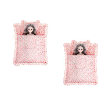 2Sets Dollhouse Bedroom Accessory Mini Bedding Pillow Blanket Set