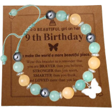 Vlinderarmband voor meisjes van 6-13 jaar, verstelbaar, natuurlijke kleur.