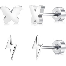 Heart-Shaped Zircon Stud Earrings in Titanium – 5mm, 2 Pcs