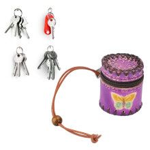 Mini Münztasche Anhänger Lila Rindleder Aufbewahrung