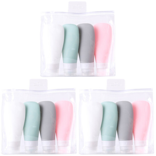 12Pcs Assorted Color Silicone Travel Bottles Leak-Proof Refillable Set 1
