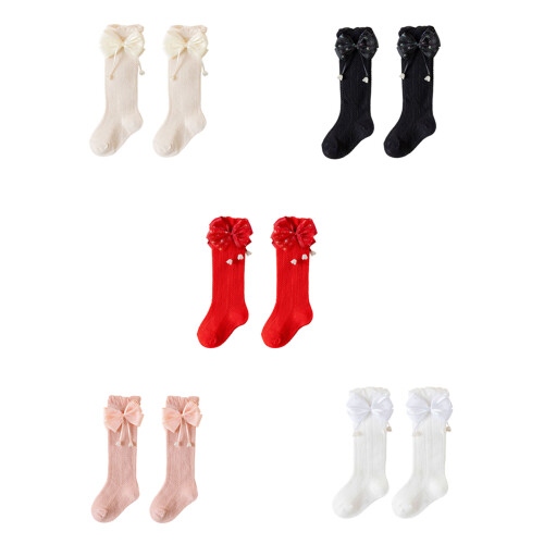 Childrens Calf Socks Elegant Style Lace Edge Multiple-Red M 1