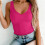 Deep V Neck Camisole Soft Fabric Breathable-rose red S 5