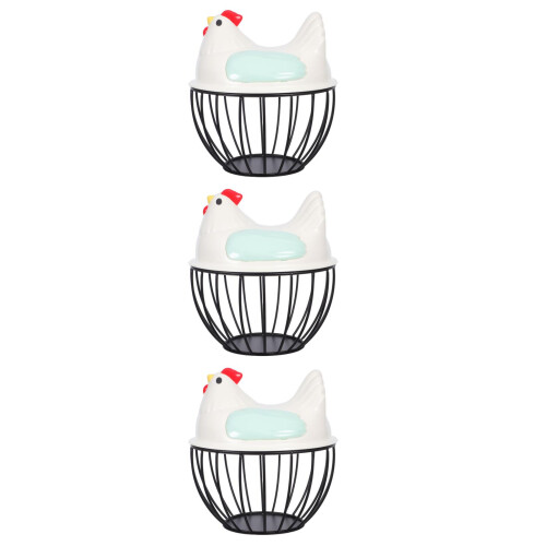 3Pcs Iron Egg Basket with Lid Multi Color Kitchen Storage 1