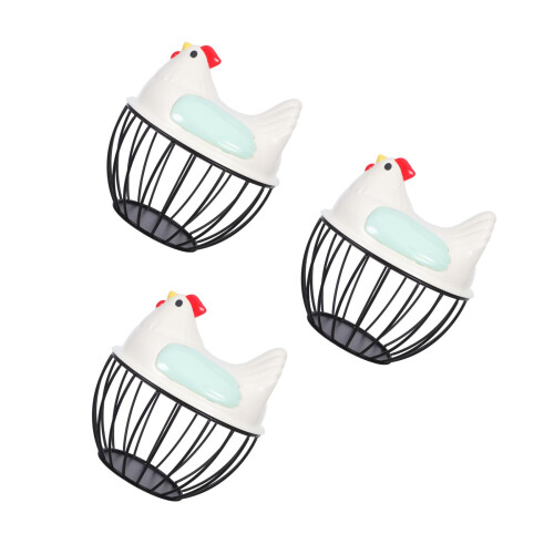 3Pcs Iron Egg Basket with Lid Multi Color Kitchen Storage 2