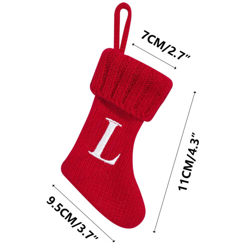 Rote Weihnachtsstrümpfe mit Initialenstickerei, 30 cm 2