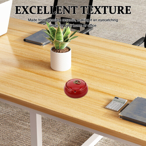 Red Ceramic Ashtray with Lid Windproof Decorative for Home Patio 2