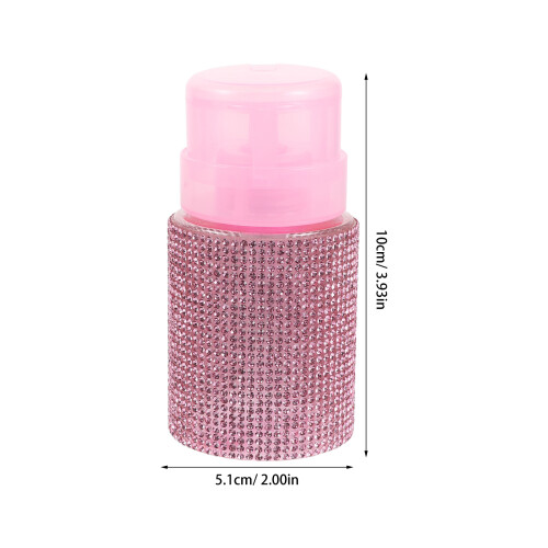 Pink Refillable Push Down Pump Dispenser with Rhinestone Design 1