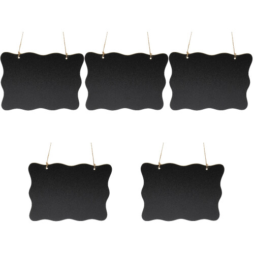 5Pcs Hanging Blackboard Sign Wood Double Sided Wall Message Board 1