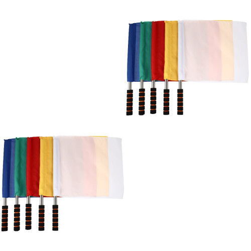 10Pcs Hand-Cranked Referee Flags for Athletics Lightweight Durable 1