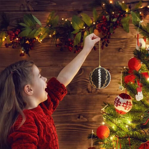 Black Christmas Ornament Sparkle Ball 3.1 Inch 1