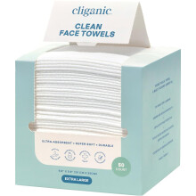 Cliganic Clean Face Towels XL, Disposable, Ultra-Absorbent, Hypoallergenic & Soft - Makeup Remover Dry Wipes, for All Skin Types (50 Ct)
