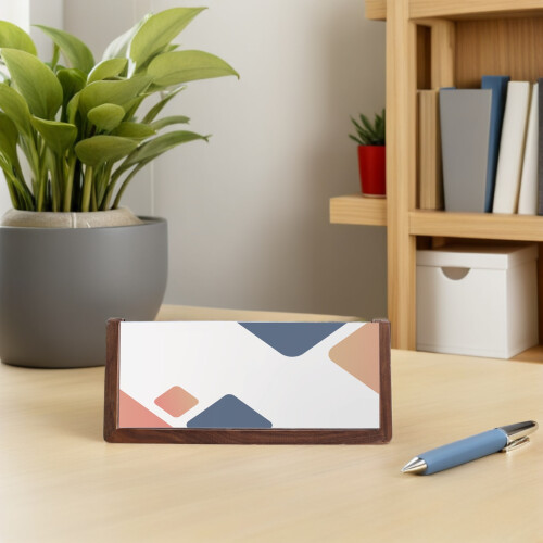 Brown Wood Acrylic Double Sided Office Name Plate Stand 2
