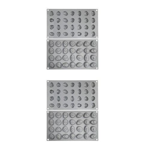 4Pcs Grey Silicone Chocolate Mold Nonstick Pebble Shape for Candy Cake 1