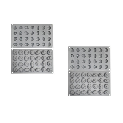 4Pcs Grey Silicone Chocolate Mold Nonstick Pebble Shape for Candy Cake 2