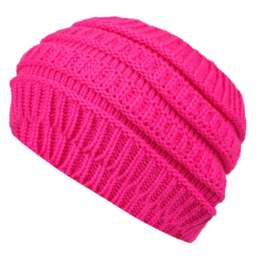 Damen-Strick-Acryl-Stirnband mit breitem Rand, Rosa 1