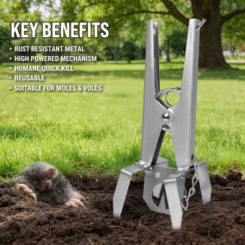 Heavy Duty Mole Claw Scissor Traps Fast Humane Kill Reusable Mole Trap 2