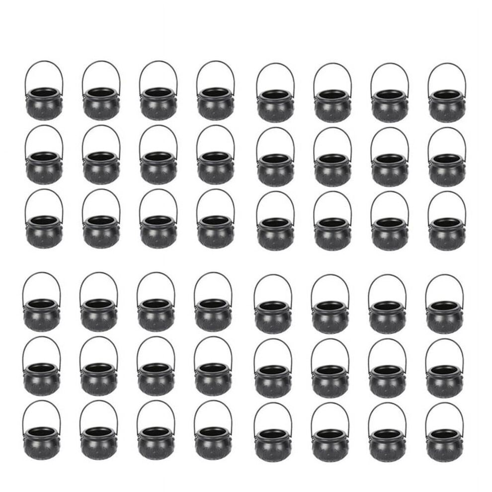 48Pcs Black Plastic Witch Cauldron Candy Holders 9009879777748