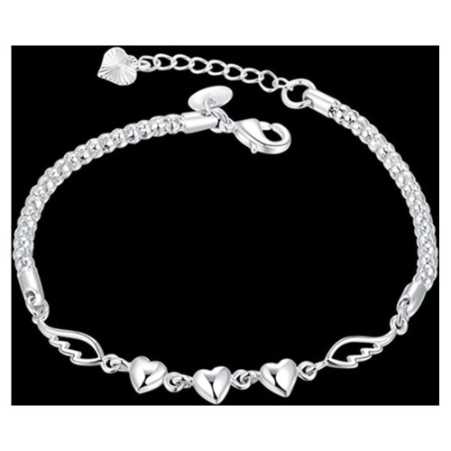 Women's Heart Wing Charm Bracelet Cuff Bangle 1